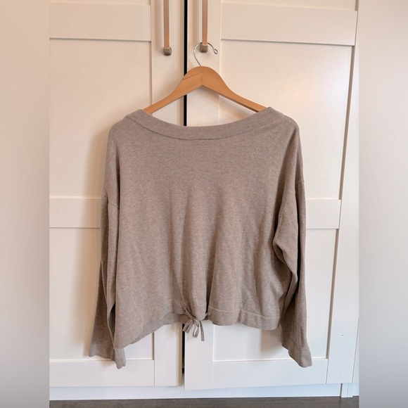 Bryn Walker Tan Long Sleeve Cotton Top Size Medium  casual basic - Picture 2 of 5